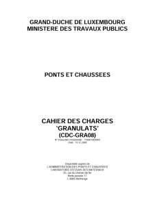 Cahiers des charges CDC-GRA - Granulats